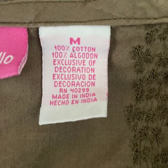 Cappagollo Women Top M Brown Cotton Beaded Boho Hippie Retro Whimsigoth Fairy - Picture 10 of 12